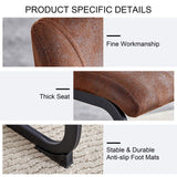 A set of two brown chairs, including suede cushions and black metal legs. Small size, suitable for W1151P144808