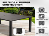 Outdoor Dining Table for 6 Person, Rectangular Slatted Metal Patio Table for Deck Garden Lawn W1859P359856