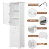 ZUN Tall Bathroom Storage Cabinet, Freestanding Storage Cabinet with Two Different Size Drawers and WF312730AAK