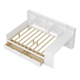 Wooden L-Shape Daybed with Seven Storage Cabinets and Two Storage Drawers, Multi-functional Bed with 74696314