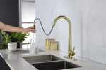 ZUN Gold Kitchen Faucets with Pull Down Sprayer, Kitchen Sink Faucet with Pull Out Sprayer, Fingerprint K-4012-BG