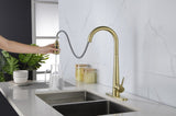 ZUN Gold Kitchen Faucets with Pull Down Sprayer, Kitchen Sink Faucet with Pull Out Sprayer, Fingerprint K-4012-BG