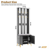 ON-TREND Modern Luxury 4-in-1 Hall Tree with Cushion, Versatile Coat Rack with 8 Gold Hooks and N721P192814E