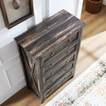 ZUN Farmhouse 5 Drawers Dresser Chests for Bedroom, Wood Rustic Tall Chest of Drawers, Dressers W2393P197394