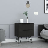 Augusta 2 Nightstand , End Table, Side Table Four Legs, Two Drawers -Black B07092070