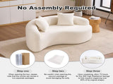 LY-042 S-Curved Chenille Sectional Sofa Dual-Depth , White, No Assembly, Compact for W2231P329713