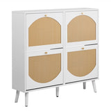 2 rows of 4 dump buckets with high-leg arched rattan shoe cabinet, particle board plastic rattan, 94024581