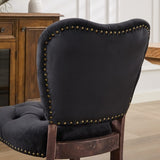French Vintage Tufted Upholstered Fabric Dining Chair,Set of 2,Black,SW1869BK W1143P214542