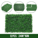 12 Pcs 24x16inch Artificial Grass Wall Panels, Decorative Boxwood Grass Backdrop for Outdoor Garden 57214769