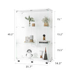 ZUN Two-door Glass Display Cabinet 3 Shelves with Door, Floor Standing Curio Bookshelf for Living Room W1806104444