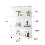 ZUN Two-door Glass Display Cabinet 3 Shelves with Door, Floor Standing Curio Bookshelf for Living Room W1806104444