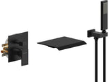 Male NPT Faucet with Hand Shower, Matte Black Waterfall Bathtub Shower Faucet Set, Wall Mount 18816266