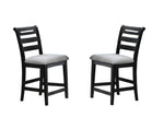 ZUN Modern 2pc Counter Height Dining Chairs Black Color Ladder Back Frame Upholstered Cushion Seat Solid B011P218340