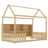 Twin Size House Bed with LED Light, Wood House Bed with Storage Bookshelf, Floor House Bed with W2593P269092