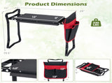 Black 2-in-1 Garden Folding Stool Kneeler, 300LBS Capacity & Built-in Tool Pouch, Comfortable EVA 65032449