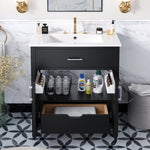 ZUN 30-Inch Bathroom Vanity with Ceramic Sink and Ample Storage - The Perfect Choice for Small Bathrooms WF530809AAB