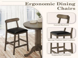 2 PCS Farmhouse Bar Stools 29.5" Seat Height, Rubber Wood Frame Faux Leather Bar Chairs, OakBlack 46603792