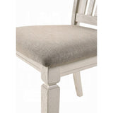 Set of 2 Dining Chairs with Slat Back, Tan Fabric and Cream Finish B016P314583