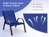 Navy 2 Pack Stackable Patio Dining Chairs, Ergonomic Steel Frame Breathable Fabric Outdoor Chairs 74390059