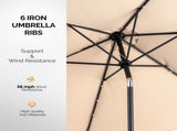 9ft Solar Patio Umbrella with LED Lights, Outdoor Market Table Umbrella with Push Button Tilt & 40652998