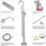 Freestanding Bathtub Faucet Tub Floor Mount Bathroom Faucets Brass Single Handle with Hand Shower T3177P277529