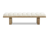 Bella 52" Upholstered Modern Accent Bench, Ivory White Boucle B2719P292908