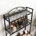 ZUN Industrial Wine Rack Bar Table, 3-Tier Liquor Bottle Glass Holder with Storage Shelves, Metal W2167P202388