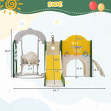 ZUN Toddler Slide and Swing Set 8 in 1, Kids Playground Climber Slide Playset with Basketball Hoop 64182676