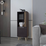 Ac Chin Storage Cabinet with a Door and Open Storage, Wengue Natural Oak B128P263716