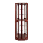 ZUN 6 Shelf Corner Curio Display Cabinet with Lights, Mirrors and Adjustable Shelves, Cherry 99490585