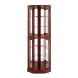ZUN 6 Shelf Corner Curio Display Cabinet with Lights, Mirrors and Adjustable Shelves, Cherry W1693P165027