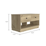 ZUN Light Oak Rectangle 2-Shelf 2-Drawer Storage Bench B06280461