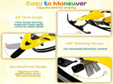2-in-1 Kids Snow Racer Sled with Tow Rope, 30&deg Steering & Dual Foot Brakes Downhill Ski Sled, 25933273