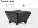Outdoor PE Wicker Side Table with Storage, Small Patio Storage Bin Container for Hose Cushion Towel, 06931432