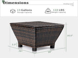 Outdoor PE Wicker Side Table with Storage, Small Patio Storage Bin Container for Hose Cushion Towel, 12967570