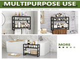 Bamboo Bathroom Shelves Organizer Towel Rack for Storage Black Adjustable 3 Tiers Floating Shelf 39200910