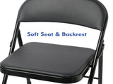 Deluxe Vinyl Padded Seat and Back Folding Chair, Black 17022549