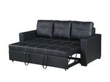 CONVERTIBLE SOFA in Black Faux Leather B089127407