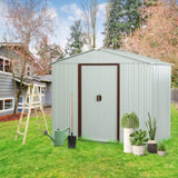 8ft x 4ft Outdoor Metal Storage Shed with metal foundation White W54071038