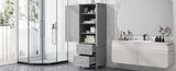 ZUN Tall Bathroom Storage Cabinet, Freestanding Storage Cabinet with Two Drawers and Adjustable Shelf, 62533533