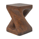 MGO Twist Shape Side Table, Wood-like texture, 	antique brown Color N770P212233A