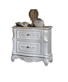 ZUN Pearl White Traditional 1pc Nightstand Only Solid wood 2-Drawers Round Knobs Bedside Table Genuine B011140212