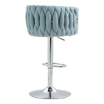 ZUN 360&deg; Fabric cover Swivel Bar Stools Set of 2, Adjustable Counter Height Bar Chairs with Woven Back & W2215P252782