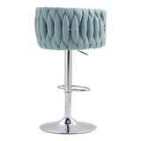 ZUN 360&deg; Fabric cover Swivel Bar Stools Set of 2, Adjustable Counter Height Bar Chairs with Woven Back & W2215P252782