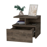 Dark Walnut 2-Tier Shelf Floating Nightstand B062P175810