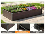 46" Outdoor Woven Raised Planter Box, Weather Resistant Rattan Garden Container with Adjustable Feet 80638867