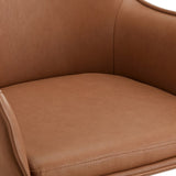 Faux Leather Dining Chairs set of 2, Accent Arm Chair, Metal Steel Frame, Brown 73422630