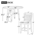 ZUN 5-Piece Counter Height Dining Table Set in 2 Table Sizes with 4 Folding Leaves and 4 Upholstered 74183217