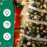 7.5 FT Artificial Snow Tipped Christmas Tree with DIY 350 Warm Lights Remote Control, Hinged Xmas 88889433