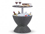 Gray Outdoor Imitation Rattan Ice Cooler Side Table 8Gal 2-Height Adjustable with Drain Plug 49158716